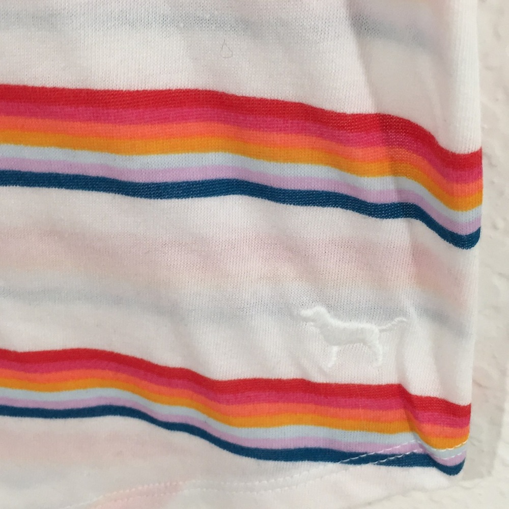 Pink Victoria’s Secret Crew Tee White Rainbow New - Picture 5 of 9
